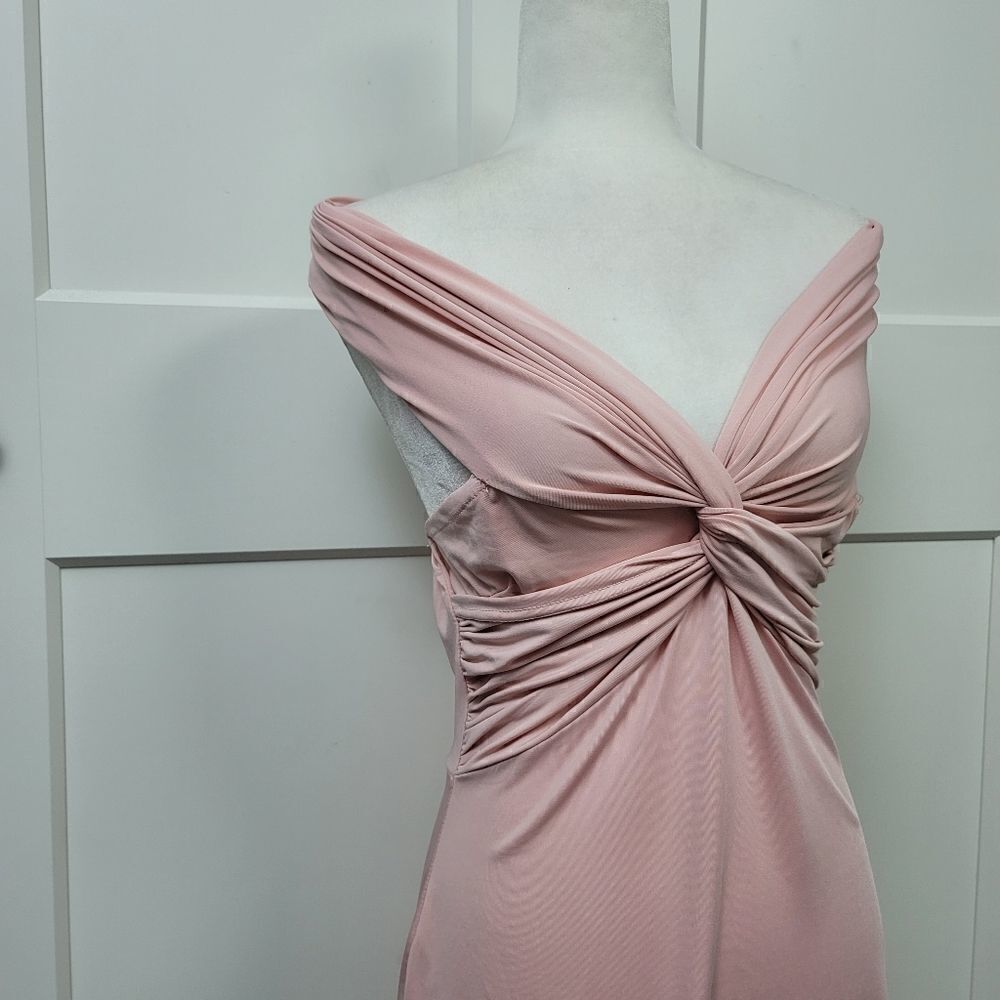 Boohoo off the shoulder knot front midi dress - Picture 8 of 16